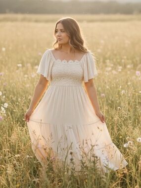 Indie Blue Winnie Dress - Boho Crochet Detail Maxi Dress